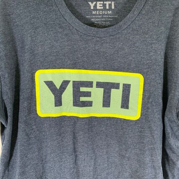 YETI Shirt Unisex Medium Blue Graphic Print Short Sleeve Crew Neck Cotton Blend - Picture 2 of 5